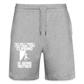 Klettern Kletterer Bergklettern Berg Bergsteigen - Stanley/Stella Unisex Bio Joggingshorts Trainer  - Grau meliert - Vorne - Nik (191cm) & Marisol (170cm)