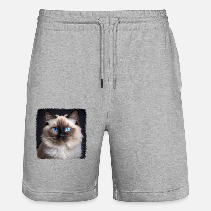 Chat de Birmanie Birma Katze - Short de jogging bio TRAINER Stanley/Stella unisexe - gris chiné