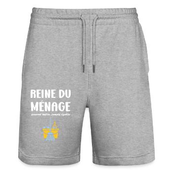 Humou ménage - Short de jogging bio TRAINER Stanley/Stella unisexe - gris chiné - Devant - Nik (191cm) & Marisol (170cm)