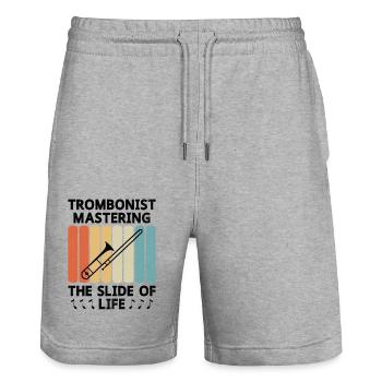 Trombonist Trombone Player Marching Band Trombone - Stanley/Stella Trainer Unisex Organic Jogging Shorts - heather grey - Front - Nik (191cm) & Marisol (170cm)