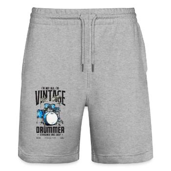 Ich bin nicht alt, ich bin Vintage Retro 2007 Schlagzeuger - Stanley/Stella Unisex Bio Joggingshorts Trainer  - Grau meliert - Vorne - Nik (191cm) & Marisol (170cm)
