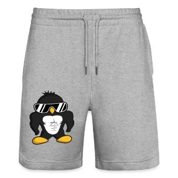 Bodybuilder Penguin Funny Cool Muscles Sunglasses - Stanley/Stella Trainer Unisex Organic Jogging Shorts - heather grey - Front - Nik (191cm) & Marisol (170cm)