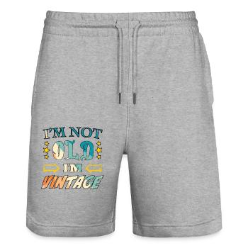 I’m not old, I’m vintage - Stanley/Stella Unisex Bio Joggingshorts Trainer  - Grau meliert - Vorne - Nik (191cm) & Marisol (170cm)