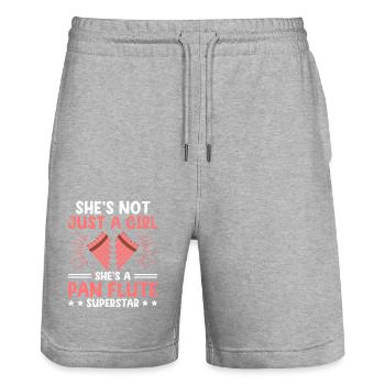 Pan Flute Player Pan Flutist Marching Band Music I - Stanley/Stella Trainer Unisex Organic Jogging Shorts - heather grey - Front - Nik (191cm) & Marisol (170cm)