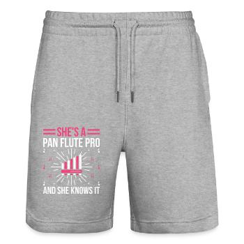 Pan Flute Player Pan Flutist Marching Band Music I - Stanley/Stella Trainer Unisex Organic Jogging Shorts - heather grey - Front - Nik (191cm) & Marisol (170cm)