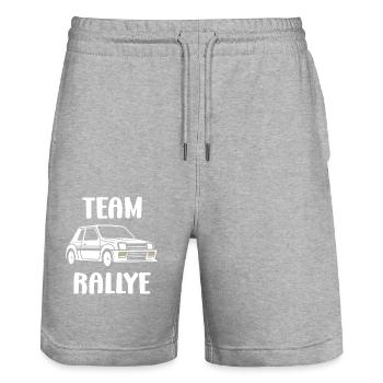 Humour pilote de rallye - Short de jogging bio TRAINER Stanley/Stella unisexe - gris chiné - Devant - Nik (191cm) & Marisol (170cm)