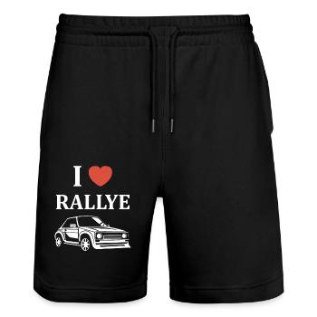 Humour pilote de rallye - Short de jogging bio TRAINER Stanley/Stella unisexe - noir - Devant - Nik (191cm) & Marisol (170cm)