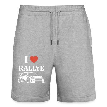 Humour pilote de rallye - Short de jogging bio TRAINER Stanley/Stella unisexe - gris chiné - Devant - Nik (191cm) & Marisol (170cm)