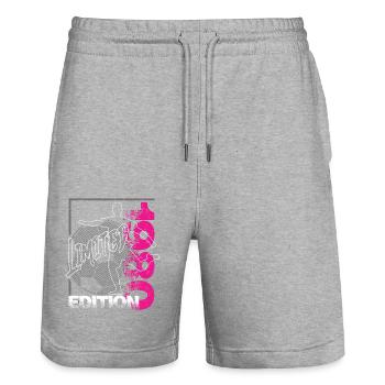 Édition limitée 1980 Édition limitée Football - Short de jogging bio TRAINER Stanley/Stella unisexe - gris chiné - Devant - Nik (191cm) & Marisol (170cm)