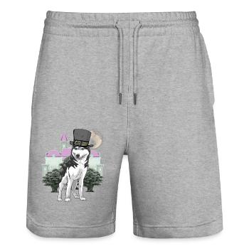 Wolf Fantasy Wölfe Märchenfigur Märchen Schloss - Stanley/Stella Unisex Bio Joggingshorts Trainer  - Grau meliert - Vorne - Nik (191cm) & Marisol (170cm)
