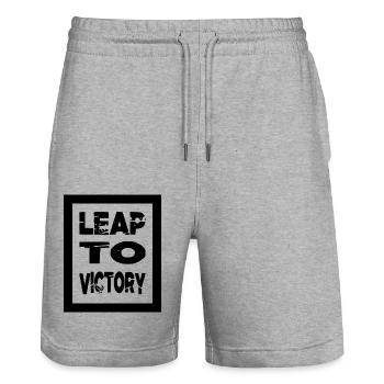 gift idea geek funny ski jumping thrill statement - Stanley/Stella Unisex Bio Joggingshorts Trainer  - Grau meliert - Vorne - Nik (191cm) & Marisol (170cm)
