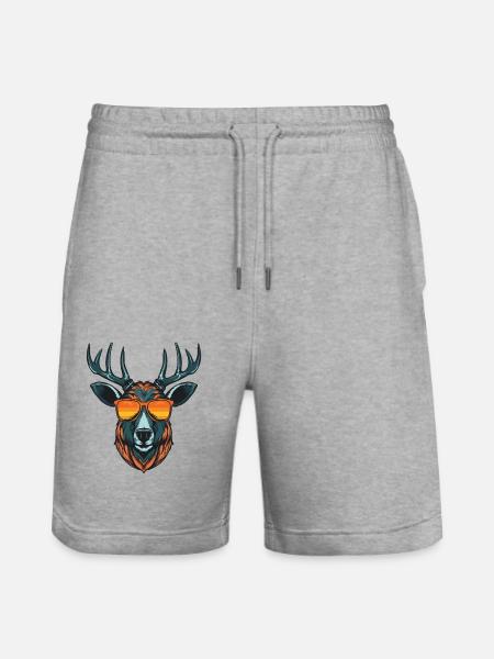 Deer Head Portrait Cool - Stanley/Stella Trainer Unisex Organic Jogging Shorts - heather grey