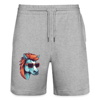 Pferd Kopf Porträt Cool - Stanley/Stella Unisex Bio Joggingshorts Trainer  - Grau meliert - Vorne - Nik (191cm) & Marisol (170cm)