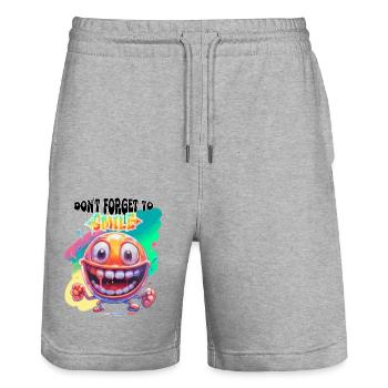 Dont Forget to Smile. Freude, Glück, Positivität, - Stanley/Stella Unisex Bio Joggingshorts Trainer  - Grau meliert - Vorne - Nik (191cm) & Marisol (170cm)