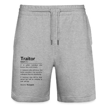 Drôle d’adieu collègue, collègue quittant son emploi - Short de jogging bio TRAINER Stanley/Stella unisexe - gris chiné - Devant - Nik (191cm) & Marisol (170cm)