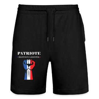 patriote édition limitée - Short de jogging bio TRAINER Stanley/Stella unisexe - noir - Devant - Nik (191cm) & Marisol (170cm)
