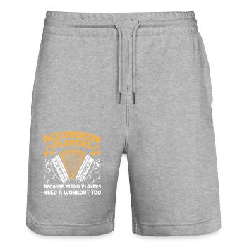 Akkordeonspieler, weil Klavierspieler einen Wor brauchen - Stanley/Stella Unisex Bio Joggingshorts Trainer  - Grau meliert - Vorne - Nik (191cm) & Marisol (170cm)