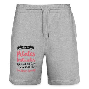 Pilates Instructor Teacher I'm A - Stanley/Stella Unisex Bio Joggingshorts Trainer  - Grau meliert - Vorne - Nik (191cm) & Marisol (170cm)