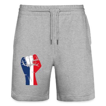 Patriotisches Frankreich - Stanley/Stella Unisex Bio Joggingshorts Trainer  - Grau meliert - Vorne - Nik (191cm) & Marisol (170cm)