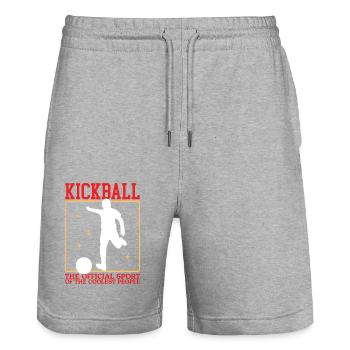 Kickball Kickballer Kickball Cadeau de joueur - Short de jogging bio TRAINER Stanley/Stella unisexe - gris chiné - Devant - Nik (191cm) & Marisol (170cm)