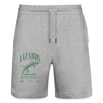 Tokay Gecko Streetwear Eidechsenwärter - Stanley/Stella Unisex Bio Joggingshorts Trainer  - Grau meliert - Vorne - Nik (191cm) & Marisol (170cm)