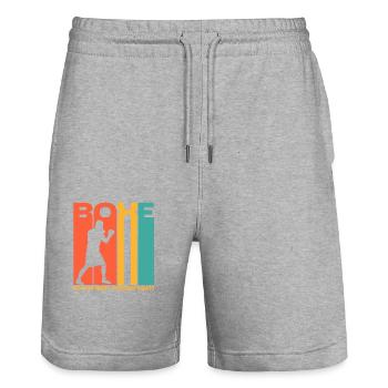 Boxen wurde 1865 geboren. Boxkampf-Fans - Stanley/Stella Unisex Bio Joggingshorts Trainer  - Grau meliert - Vorne - Nik (191cm) & Marisol (170cm)