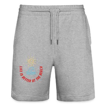 La vie est plus belle à la plage - Short de jogging bio TRAINER Stanley/Stella unisexe - gris chiné - Devant - Nik (191cm) & Marisol (170cm)