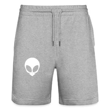 Drôle d’OVNI Espace Extraterrestre Vie Tête d’extraterrestre - Short de jogging bio TRAINER Stanley/Stella unisexe - gris chiné - Devant - Nik (191cm) & Marisol (170cm)