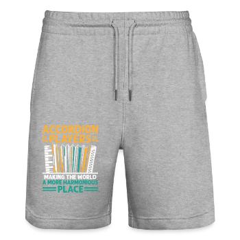 Akkordeonspieler machen die Welt harmonischer - Stanley/Stella Unisex Bio Joggingshorts Trainer  - Grau meliert - Vorne - Nik (191cm) & Marisol (170cm)