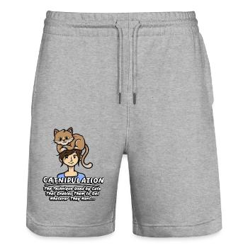 Catnipulation Technique Of Kitten Lover Cute Cat - Stanley/Stella Trainer Unisex Organic Jogging Shorts - heather grey - Front - Nik (191cm) & Marisol (170cm)