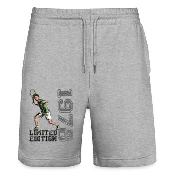 Limited Edition 1978 Limited Edition Tennis - Stanley/Stella Trainer Unisex Organic Jogging Shorts - heather grey - Front - Nik (191cm) & Marisol (170cm)