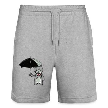 Teddy bear with umbrella - Stanley/Stella Trainer Unisex Organic Jogging Shorts - heather grey - Front - Nik (191cm) & Marisol (170cm)