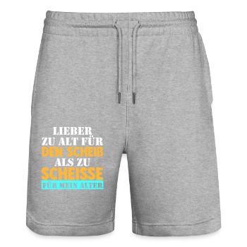 Zu Alt Für Den Scheiß - Stanley/Stella Unisex Bio Joggingshorts Trainer  - Grau meliert - Vorne - Nik (191cm) & Marisol (170cm)