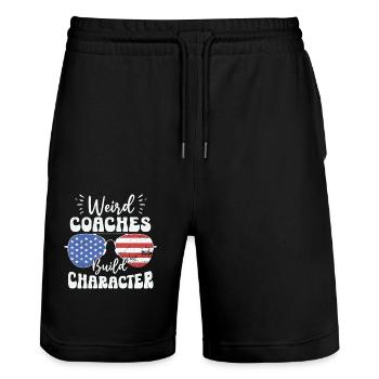 Seltsame Coaches Bilden Charakter Trainer - Stanley/Stella Unisex Bio Joggingshorts Trainer  - Schwarz - Vorne - Nik (191cm) & Marisol (170cm)