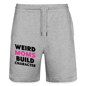 Weird Moms Build Character - Stanley/Stella Unisex Bio Joggingshorts Trainer  - Grau meliert - Vorne - Nik (191cm) & Marisol (170cm)