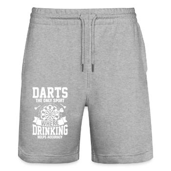 Darts: The Only Sport Where Drinking Helps Accurac - Stanley/Stella Trainer Unisex Organic Jogging Shorts - heather grey - Front - Nik (191cm) & Marisol (170cm)
