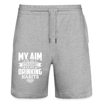My Aim Is As Straight As My Drinking Habits. - Stanley/Stella Trainer Unisex Organic Jogging Shorts - heather grey - Front - Nik (191cm) & Marisol (170cm)