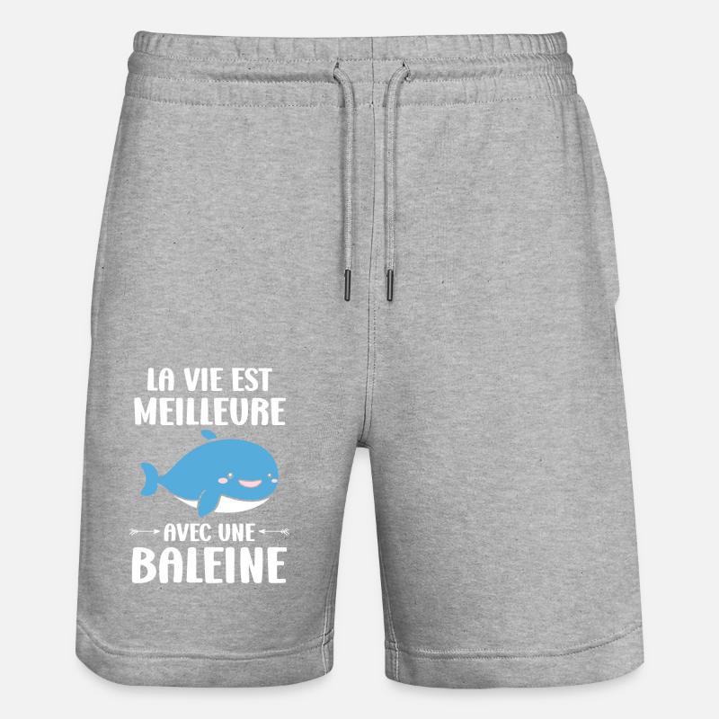 humour baleine - Short de jogging bio TRAINER Stanley/Stella unisexe - gris chiné