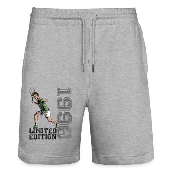Édition limitée 1996 Édition limitée Tennis - Short de jogging bio TRAINER Stanley/Stella unisexe - gris chiné - Devant - Nik (191cm) & Marisol (170cm)