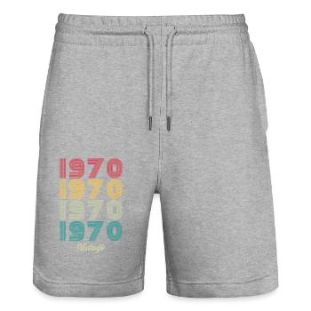 54 Jahre alter Jahrgang 1970 Limitierte Auflage 54. - Stanley/Stella Unisex Bio Joggingshorts Trainer  - Grau meliert - Vorne - Nik (191cm) & Marisol (170cm)