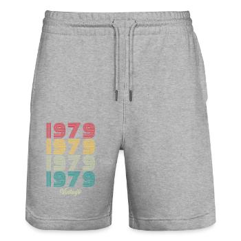 45 ans vintage 1979 édition limitée 45ème - Short de jogging bio TRAINER Stanley/Stella unisexe - gris chiné - Devant - Nik (191cm) & Marisol (170cm)