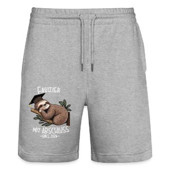 Schulabschluss 2024 - Stanley/Stella Unisex Bio Joggingshorts Trainer  - Grau meliert - Vorne - Nik (191cm) & Marisol (170cm)