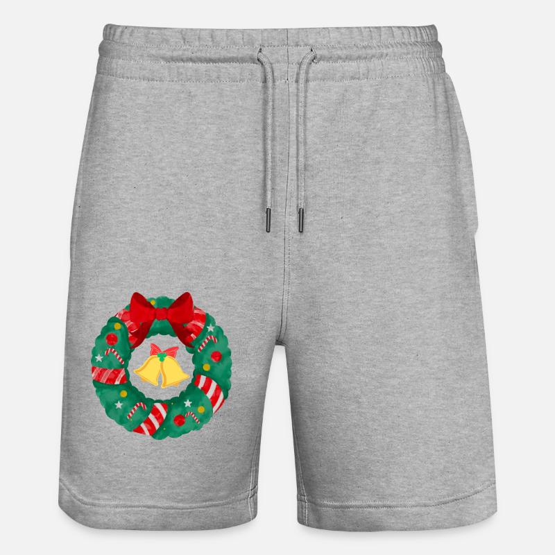 Weihnachtskranz mit Glocken - Stanley/Stella Unisex Bio Joggingshorts Trainer  - Grau meliert