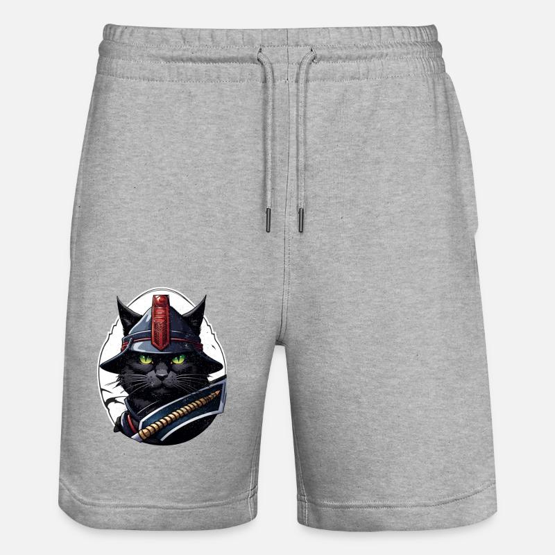 chat ninja - chaton samourai - Short de jogging bio TRAINER Stanley/Stella unisexe - gris chiné