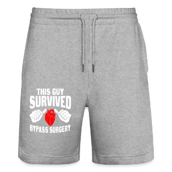 Dieser Typ Hat Die Bypass-operation Überlebt - Stanley/Stella Unisex Bio Joggingshorts Trainer  - Grau meliert - Vorne - Nik (191cm) & Marisol (170cm)