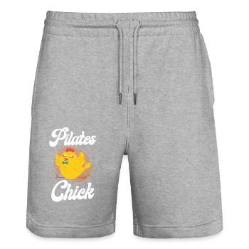 Pilates Instructor Teacher Chicken - Stanley/Stella Trainer Unisex Organic Jogging Shorts - heather grey - Front - Nik (191cm) & Marisol (170cm)