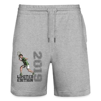 Limited Edition 2019 Limited Edition Tennis - Stanley/Stella Trainer Unisex Organic Jogging Shorts - heather grey - Front - Nik (191cm) & Marisol (170cm)