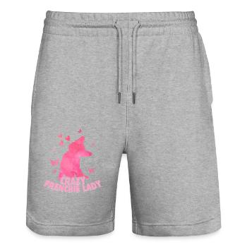 Crazy Frenchie Lady French Bulldog Owner - Stanley/Stella Unisex Bio Joggingshorts Trainer  - Grau meliert - Vorne - Nik (191cm) & Marisol (170cm)