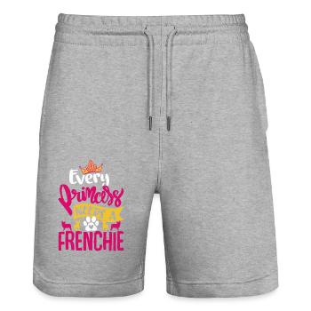 Every Princess Needs A Frenchie Dog French Bulldog - Stanley/Stella Unisex Bio Joggingshorts Trainer  - Grau meliert - Vorne - Nik (191cm) & Marisol (170cm)