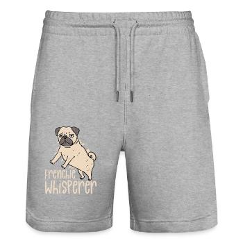 Frenchie Whisperer French Bulldog Owner - Stanley/Stella Unisex Bio Joggingshorts Trainer  - Grau meliert - Vorne - Nik (191cm) & Marisol (170cm)